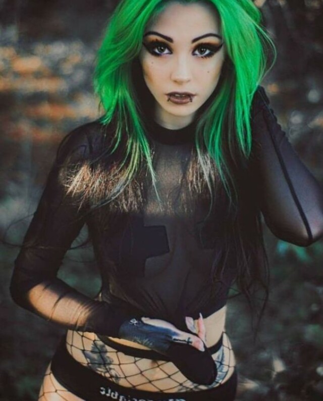 Girl with green hair