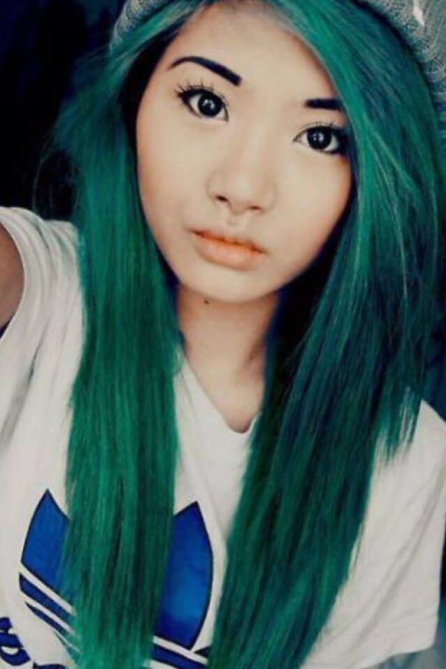 Girl with green hair