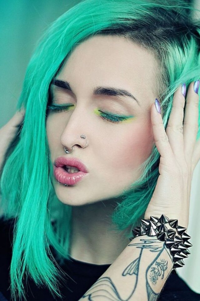 Girl with green hair