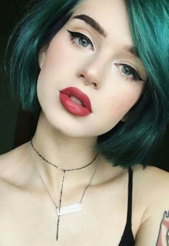 Girl with green hair