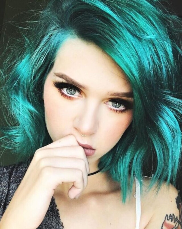 Girl with green hair