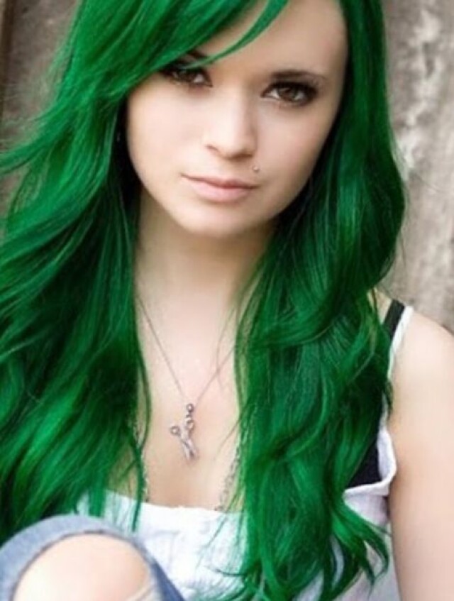 Girl with green hair