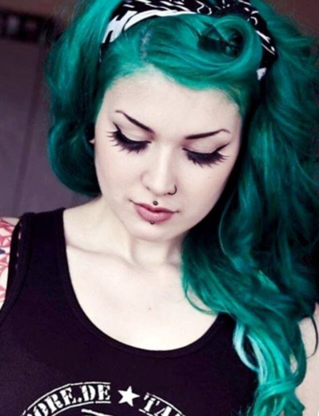 Girl with green hair