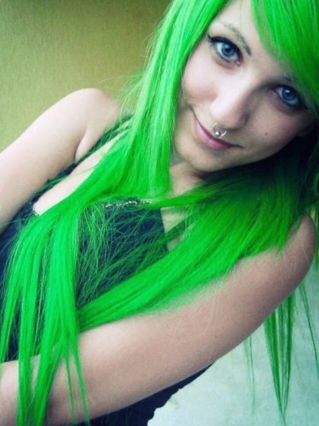 Girl with green hair