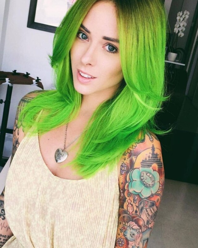 Girl with green hair