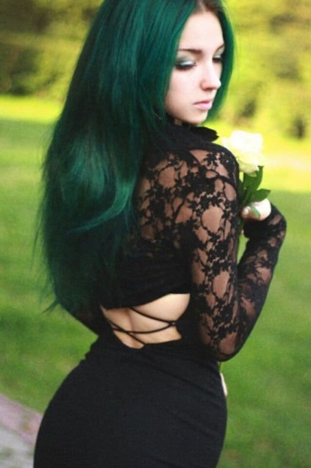 Girl with green hair