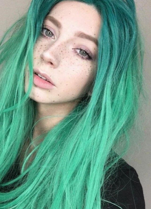 Girl with green hair