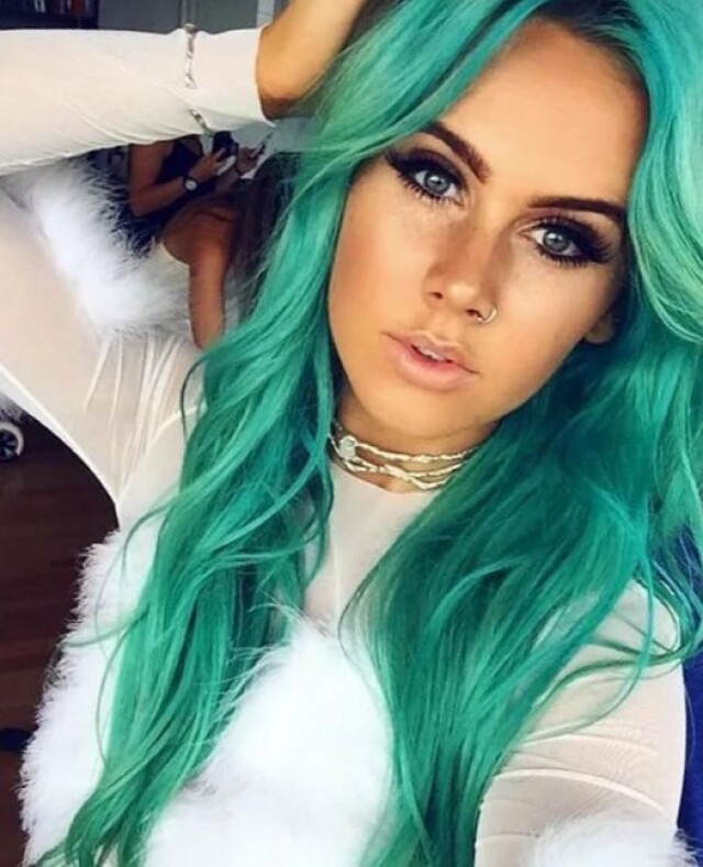 Girl with green hair