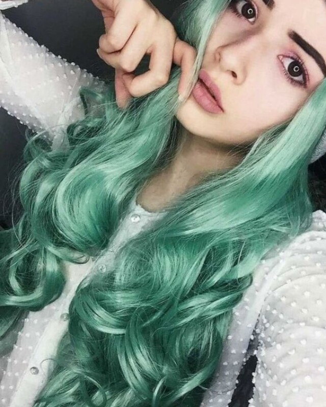 Girl with green hair