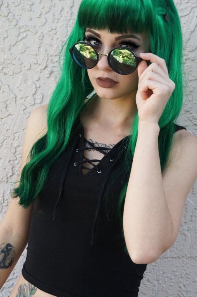 Girl with green hair