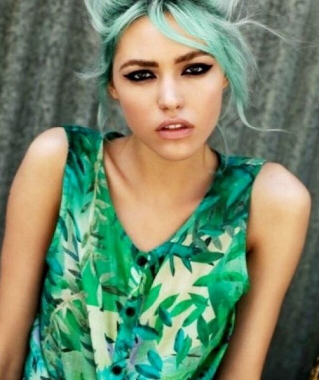 Girl with green hair