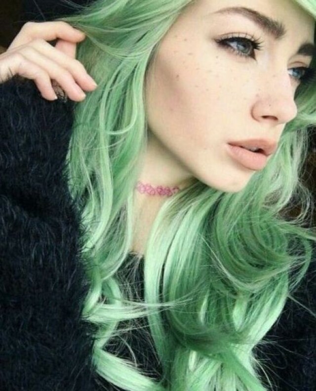 Girl with green hair