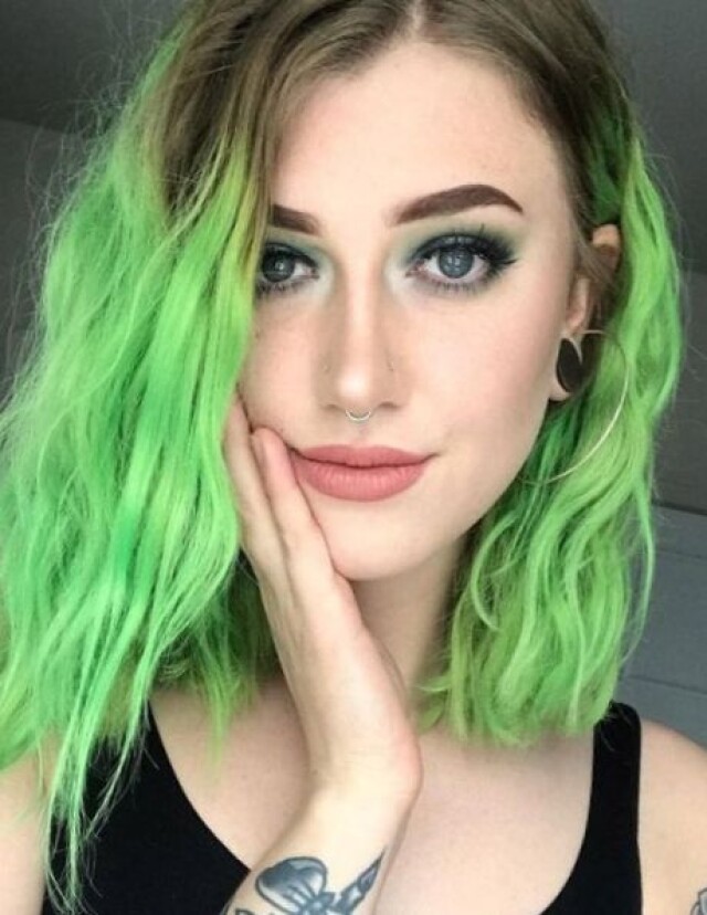 Girl with green hair