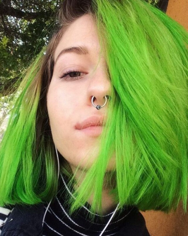 Girl with green hair