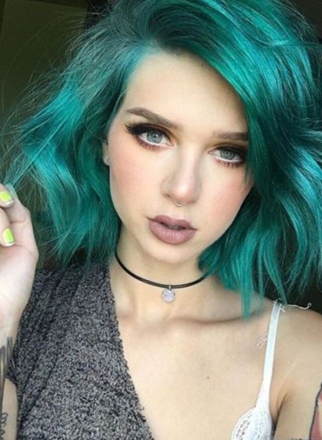 Girl with green hair