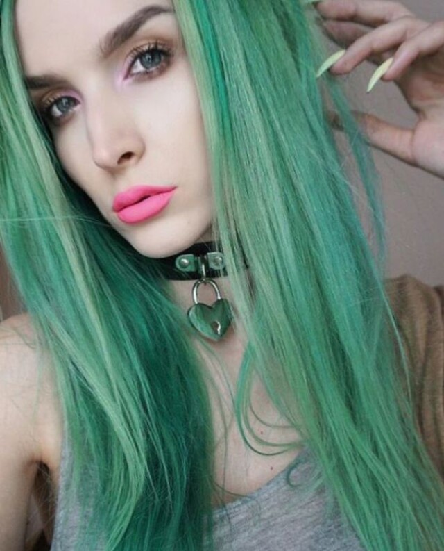 Girl with green hair