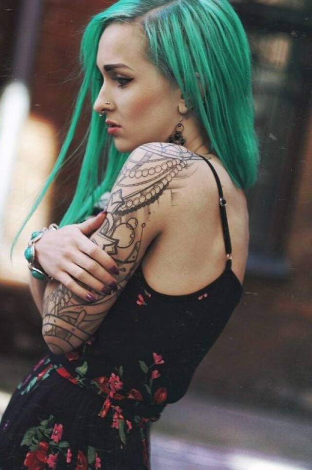 Girl with green hair