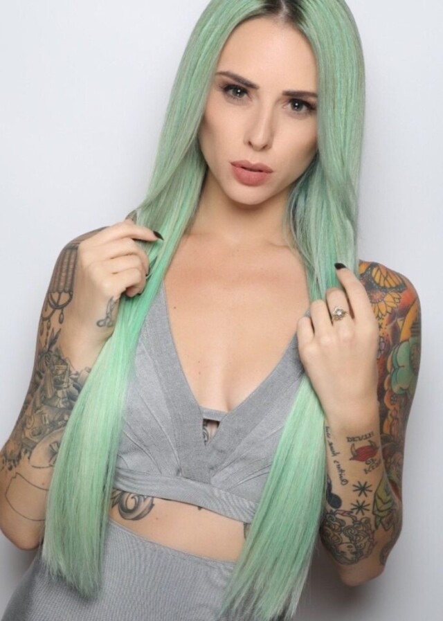 Girl with green hair