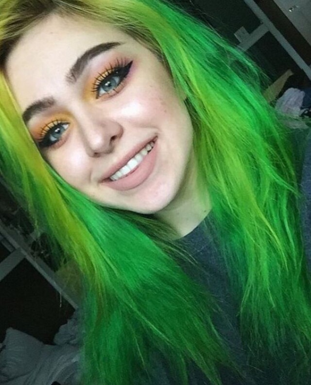 Girl with green hair