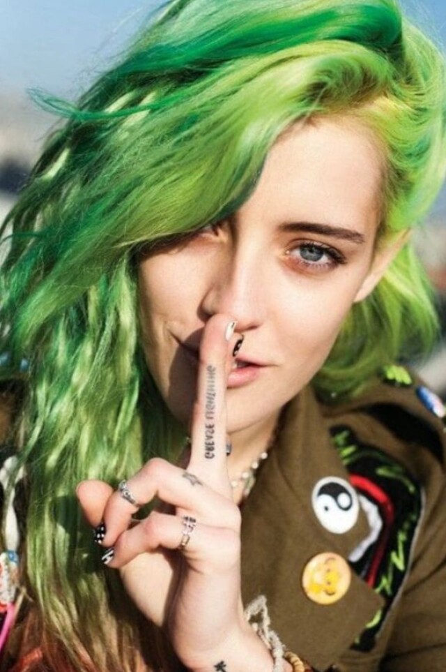 Girl with green hair