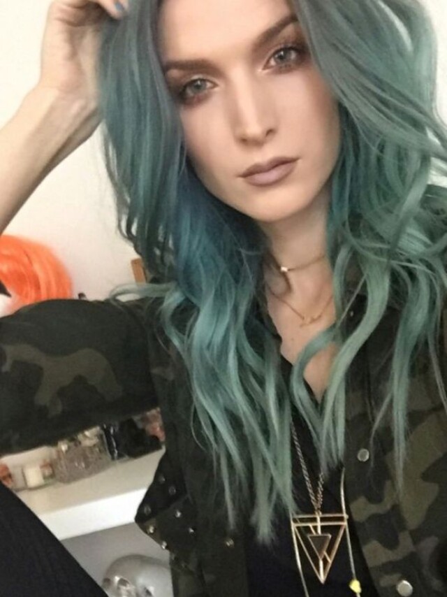 Girl with green hair