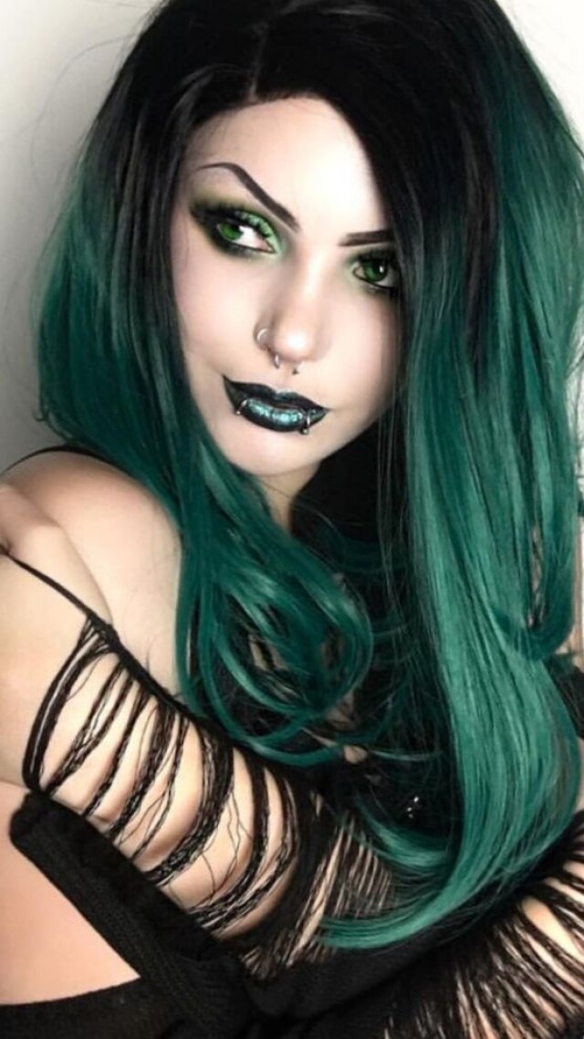 Girl with green hair