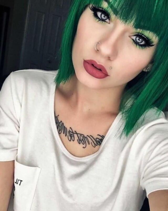 Girl with green hair