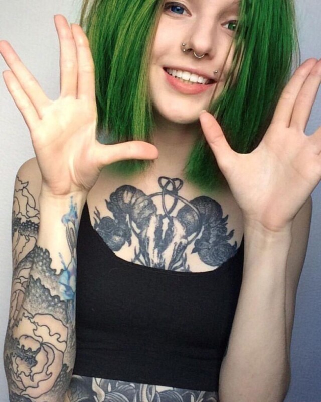 Girl with green hair