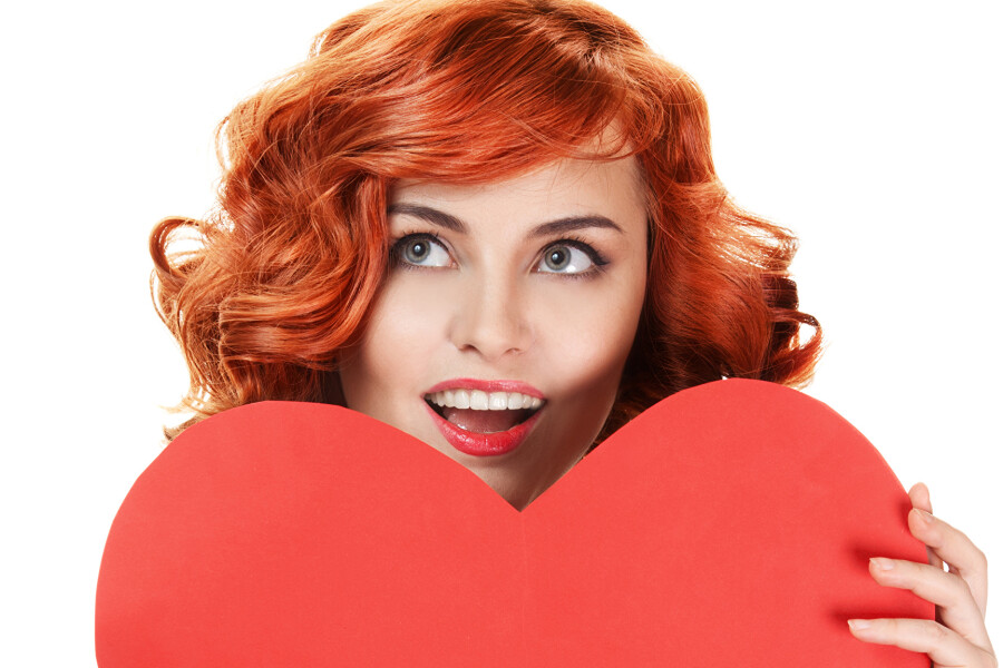 red-haired girl with a heart