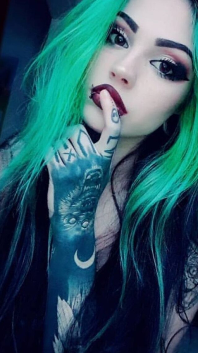 Girl with green hair