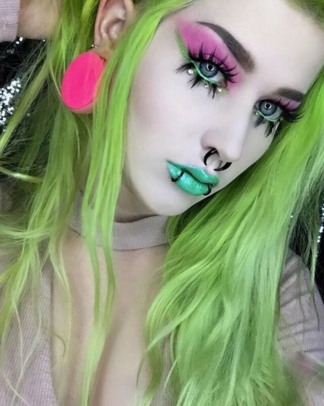 Girl with green hair