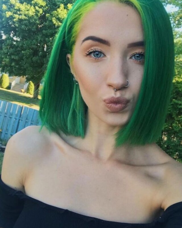 Girl with green hair