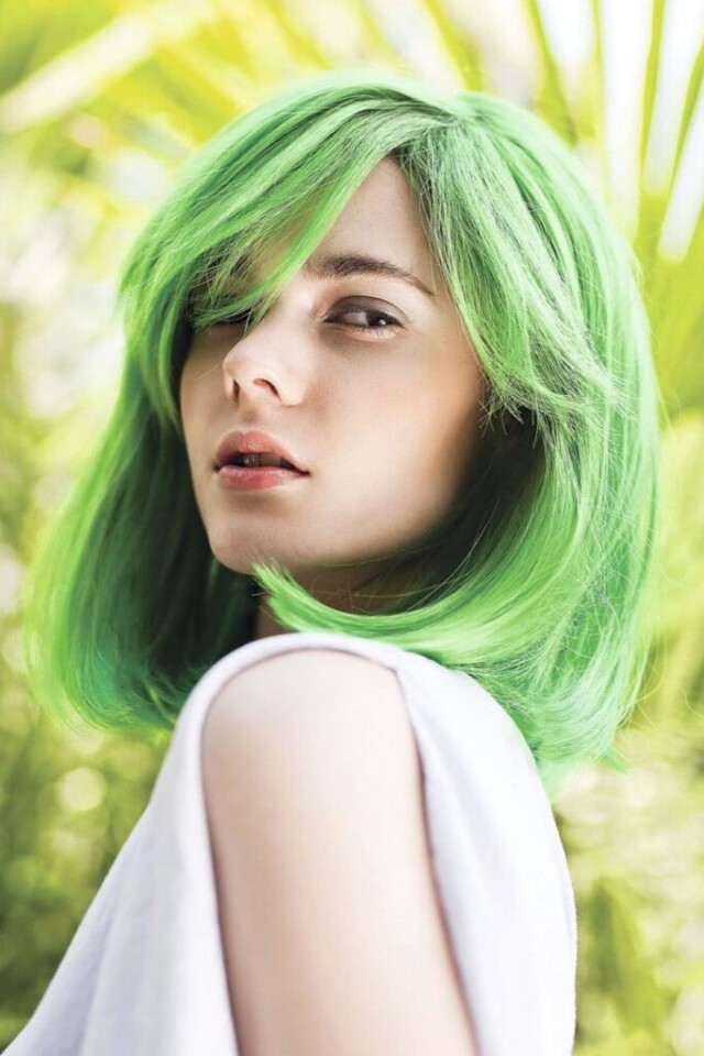 Girl with green hair