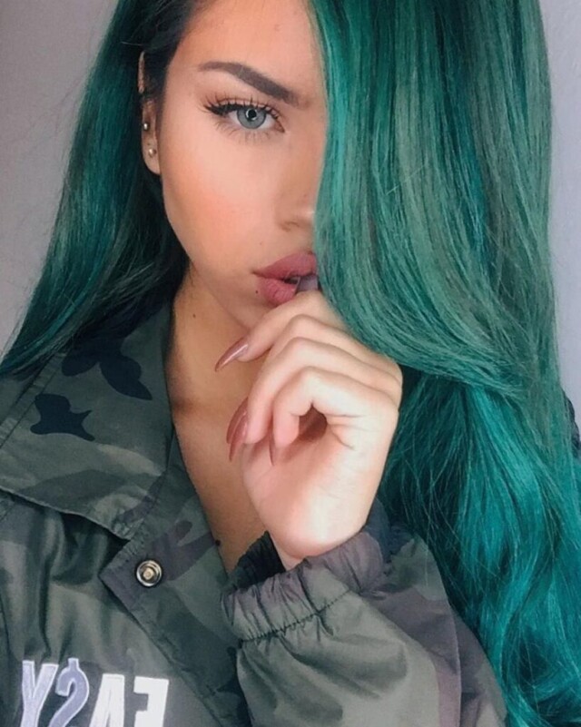 Girl with green hair