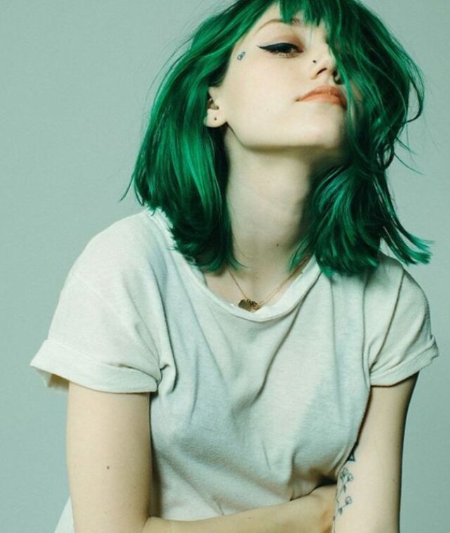 Girl with green hair