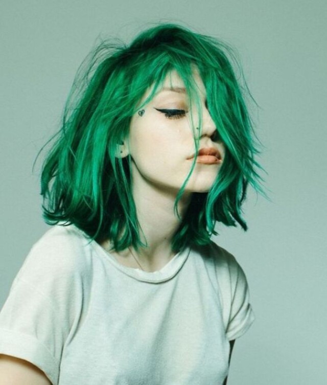 Girl with green hair